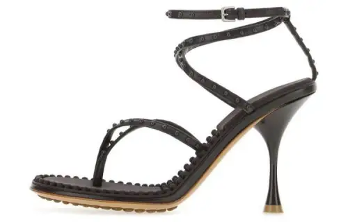 Bottega Veneta Dot Leather One Strap Sandals Women's Brown