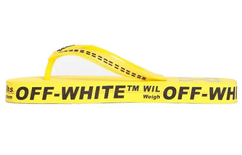OFF WHITE Logo Typographic Flip Flop Yellow SS20