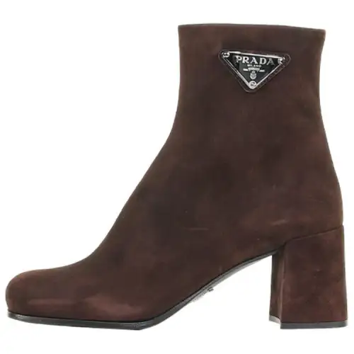 PRADA Suede Ankle Boots Women's Brown