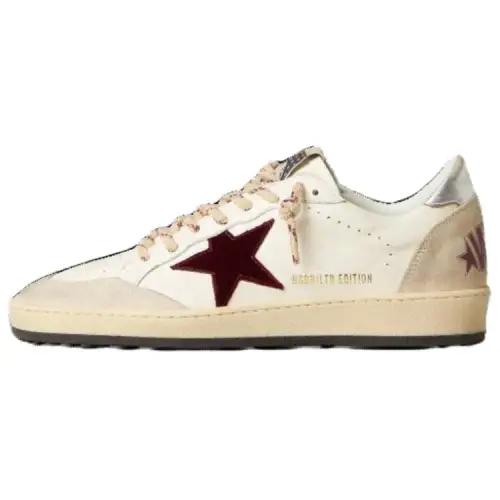 Golden Goose Ball Star Leather Low top Skateboard Shoes Men's Ecru