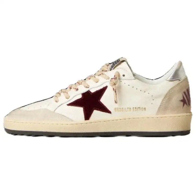 Golden Goose Ball Star Leather Low top Skateboard Shoes Men's Ecru