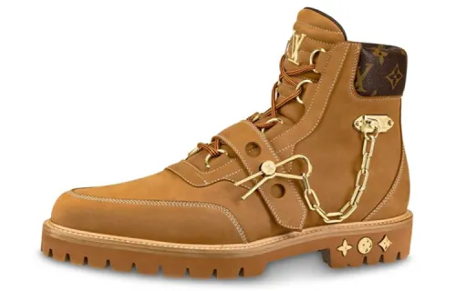 LOUIS VUITTON Creeper Top Grain Cow Leather Combat Boots
