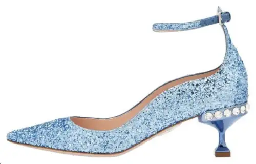 MIU MIU Leather Slim Heel High Heels Women's Blue