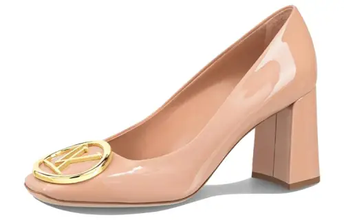 LOUIS VUITTON Madeleine Cow Leather, Chunky Heel High Heels Women's Light Pink