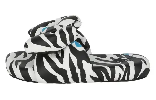 OFF-WHITE Zebra Printed Extra Padded Slide Black White Women's
