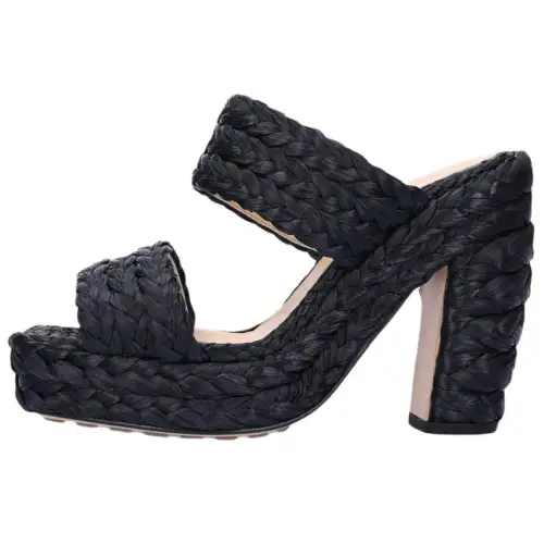 Bottega Veneta Woven Slip On Heeled Sandals Women's