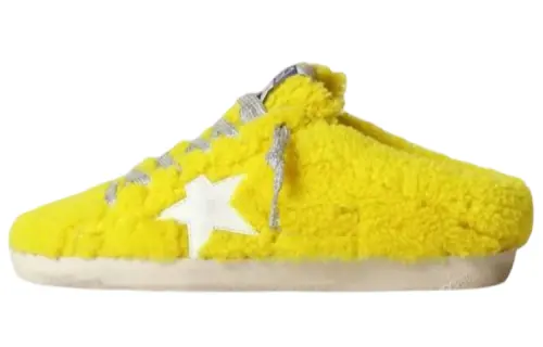 Golden Goose Super Star Sabot Shearling Stylish Skateboarding Shoes Women's Yellow Distressed