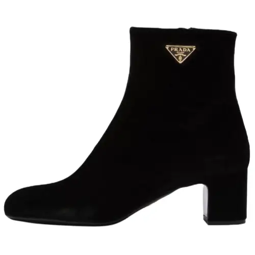PRADA Triangle-logo Velvet Boots