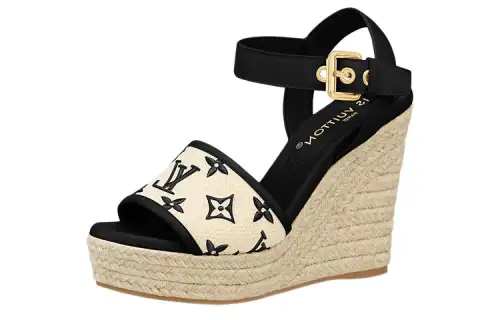 LOUIS VUITTON Starboard One Strap Sandals Women's Beige
