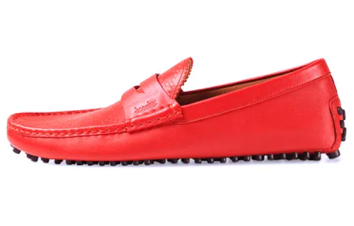 GUCCI Gommino Loafers Men's Low Top Red