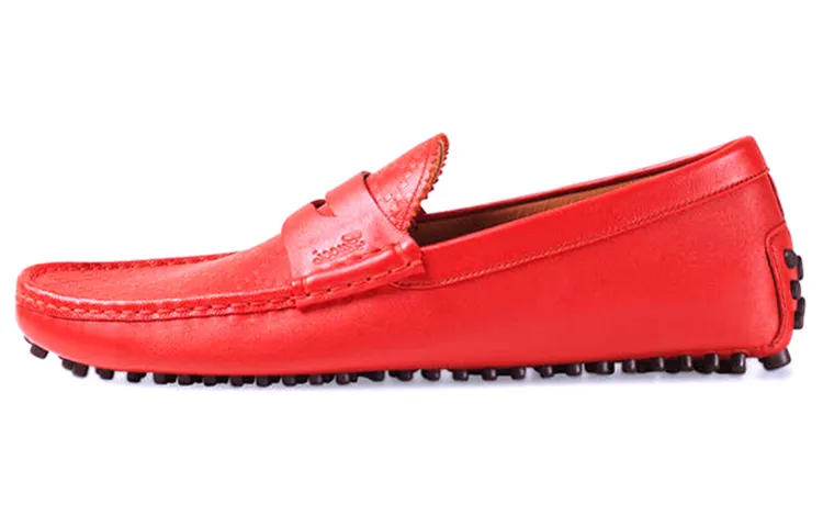 GUCCI Gommino Loafers Men's Low Top Red