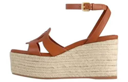 LOUIS VUITTON Isola Leather One Strap Sandals 4cm Women's Brown