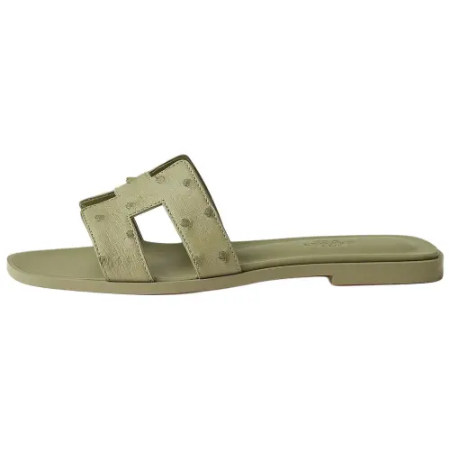 HERMES Oran Slide Slippers Women's Green