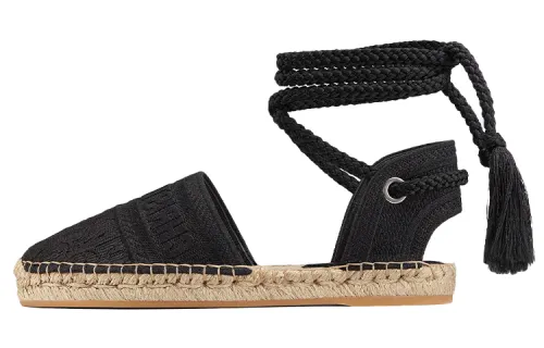 DIOR Granville Oblique Straw Woven Sandal Women's Black