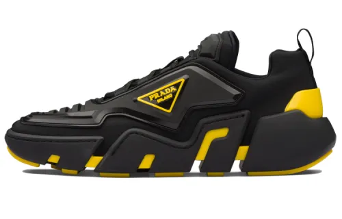 PRADA Techno Stretch Low top Sports Casual Shoes Men's Black Gold