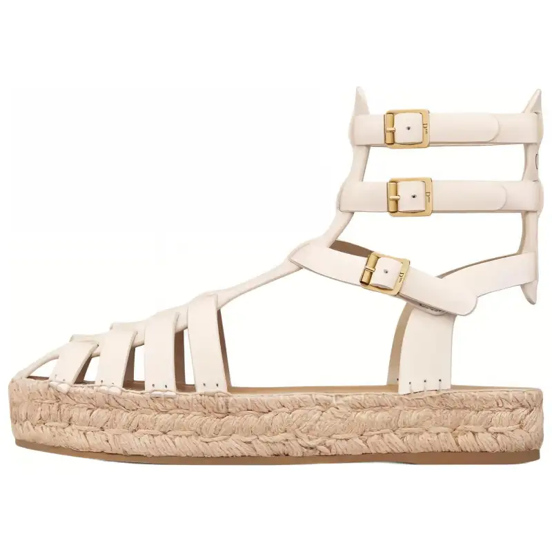 DIOR Dioriviera Cow Leather Roman Sandals Women's White