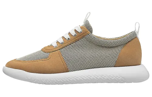 HERMES Azur Canvas Sports Low top Casual Shoes Men's Camel