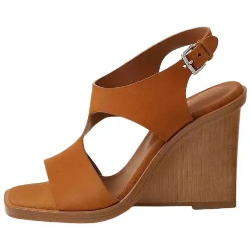 HERMES Kalya One Strap Sandals 10cm Women's Brown