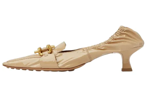 Bottega Veneta Madame Patent Leather Slim Heel Medium Heel Shoes 4.5cm Women's Beige