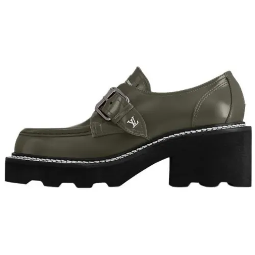 LOUIS VUITTON Beaubourg Loafers 4cm Women's Green