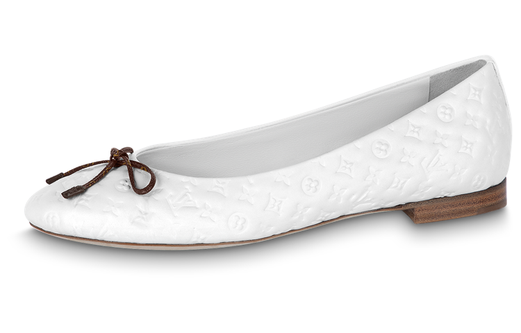 LOUIS VUITTON NINA Cow Leather Ballet Casual Shoes Women's White
