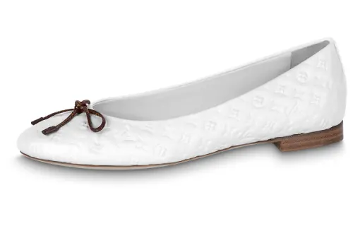LOUIS VUITTON NINA Cow Leather Ballet Casual Shoes Women's White