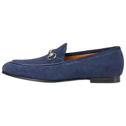 GUCCI Horsebit Suede Loafers Men's Blue