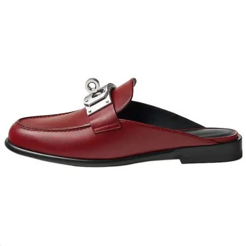 HERMES Closed Toe Slippers Women's Red