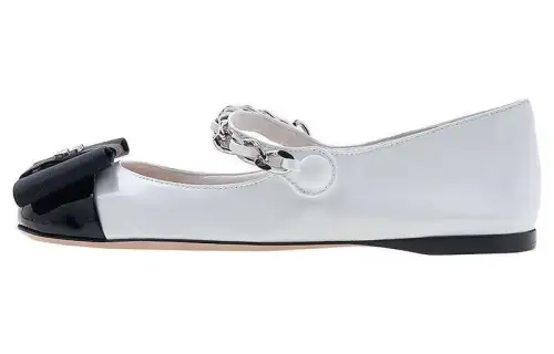 MIU MIU Leather Flat Casual Shoes Women's White