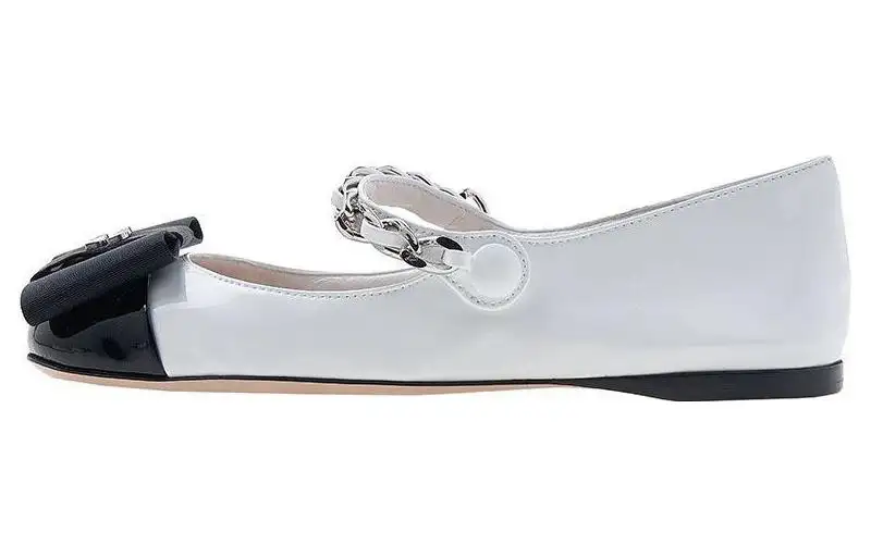 MIU MIU Leather Flat Casual Shoes Women's White