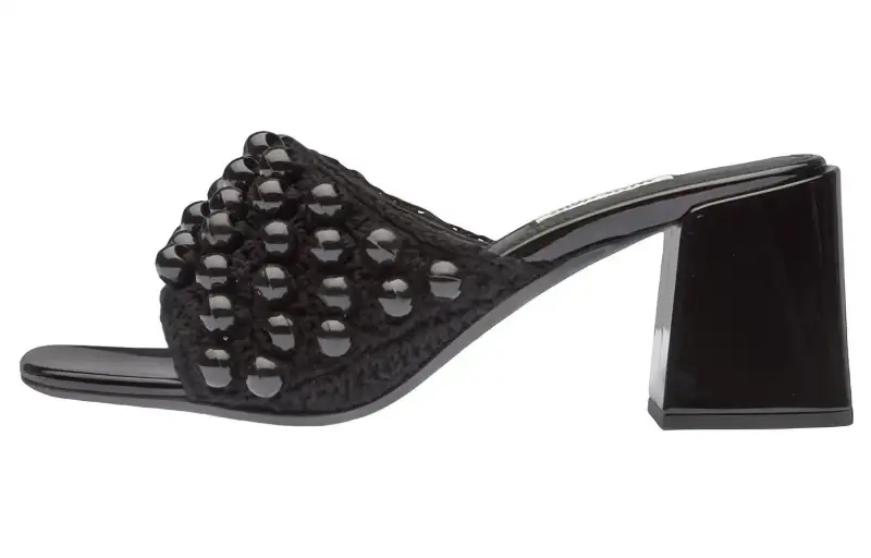 MIU MIU Slip on Slide Slippers Women's Black