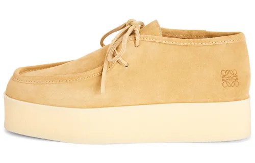 LOEWE Suede Lace Up Platform Shoes Men's Gold
