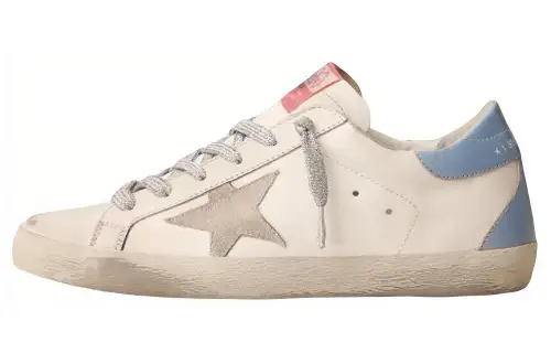 Golden Goose Super Star Leather Stylish Skateboarding Shoes Women's White Blue