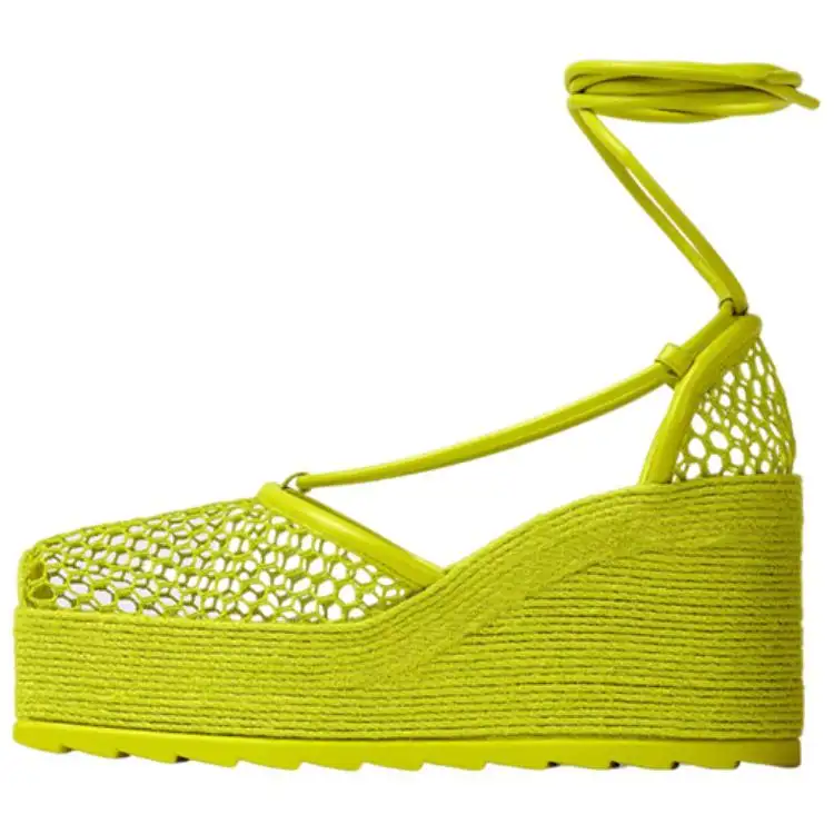Bottega Veneta Stretch Wedge Heel Stylish Sandal 9cm Women's Yellow