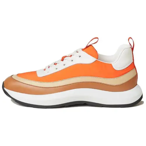 HERMES Cow Leather Low top Casual Shoes Men's Orange Brown