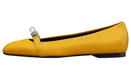 HERMES Bilbao Leather Women's Casual Shoes Women's Yellow