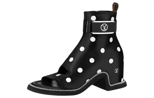 LOUIS VUITTON Moonlight Satin Ankle Boots Women's Black White