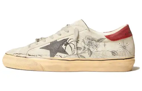 Golden Goose Super Star Ggdb Cow Leather Low top Skateboard Shoes Women's Gray Distressed