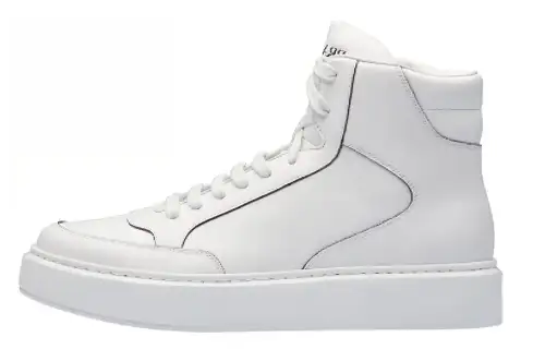 PRADA Cow Leather, Leather High top Skateboard Shoes Men's White