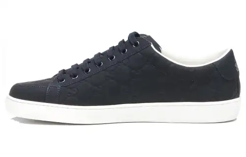GUCCI Leather Low top Skateboard Shoes Men's Blue