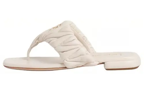 MIU MIU Matelassé Flip Flops Women's White