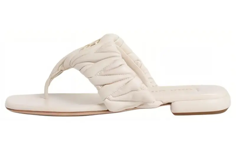 MIU MIU Matelassé Flip Flops Women's White