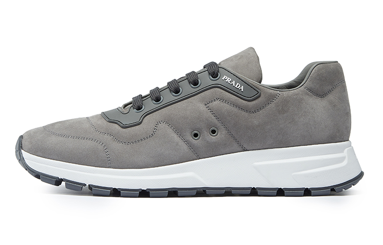 PRADA Comfortable Breathable And Lightweight Low top Athletic Shoes Men's Light Gray