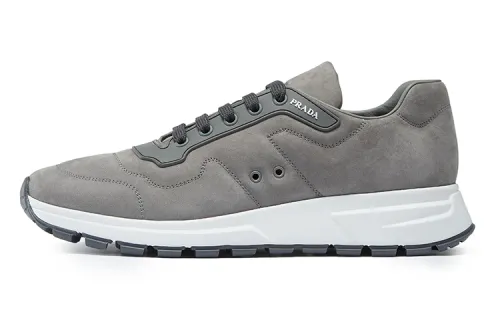 PRADA Comfortable Breathable And Lightweight Low top Athletic Shoes Men's Light Gray