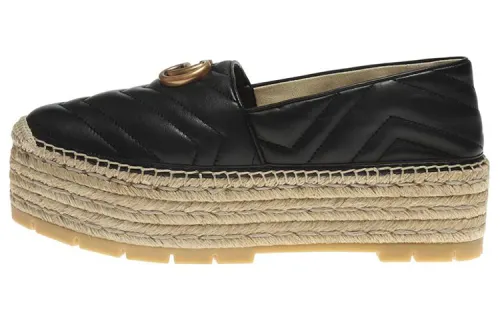 Gucci Wmns Gg Espadrilles Double Platform 'Black' Women's