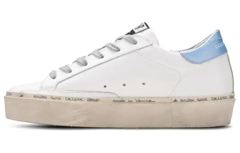 Golden Goose Hi Star Stylish Skateboarding Shoes Women's White Green Tail Distressed
