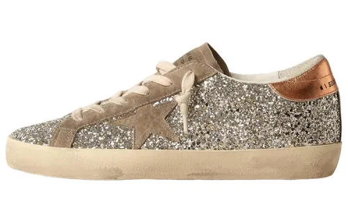 Golden Goose Super Star Leather Low top Stylish Skateboarding Shoes Women's Silver Gray Distressed