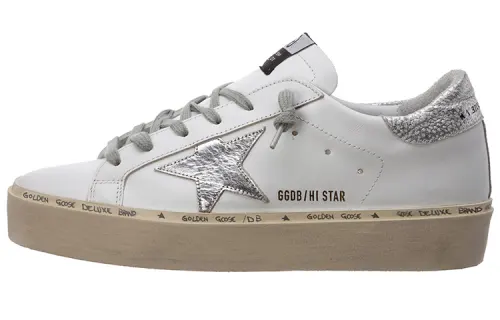 Golden Goose Hi Star Cow Leather, Patent Leather Low top Skateboard Shoes Women's White
