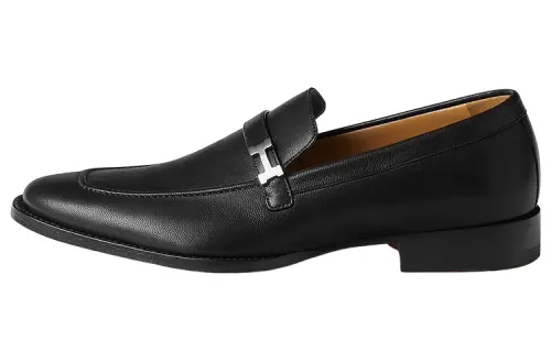 HERMES Guido Leather Loafers Men's Black