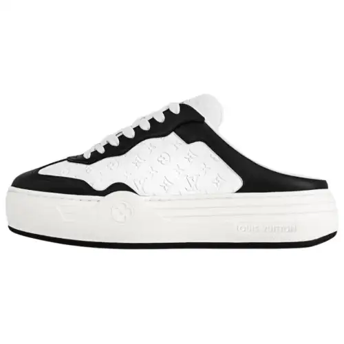 LOUIS VUITTON Closed Toe Slippers Women's Black White